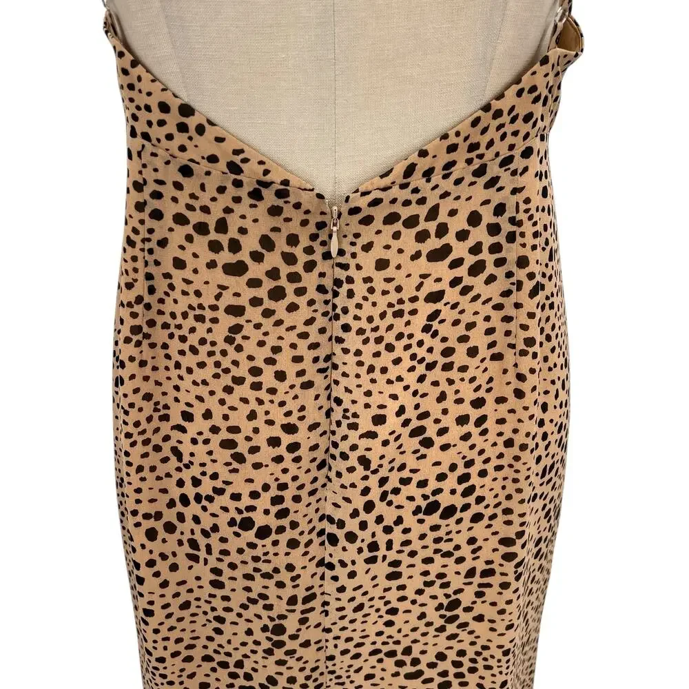 Majorelle Loreto Dress Long Side Slit Ruffle Natural‎ Leopard Print Size Medium